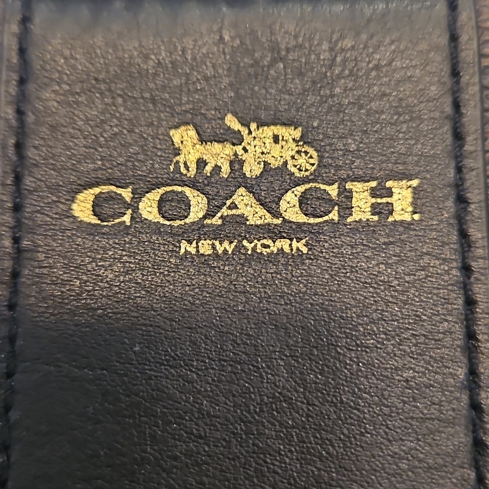 Coach Brown Signature Stripe Corner Zip Wristlet – Style C278 - Picture 3 of 7